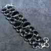 Natural Black Spinel Gemstone Handmade 925 Sterling Silver Bracelet 7-8" i0J99