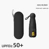 Compact Black Capsule Umbrella with UV and Rain Protection - Five-Fold Design