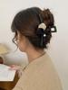 1pc Elegant Camellia Bow Imitation Pearl Hair Clip,  High-end, Temperament Chic Style Hair Grip, Korean Style Fabric Hair Claw