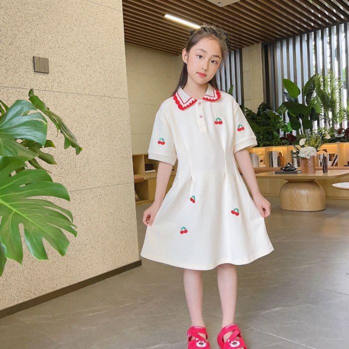 Girls Summer Polo Dress Pink Princess for Big Kids 120