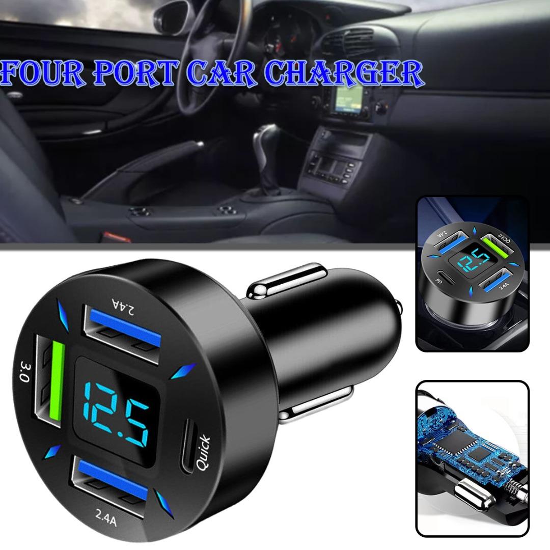 

Lvye 4 USB Port Type-C Fast Car Charger Adapter For iPhone Samsung Android Cell Phone