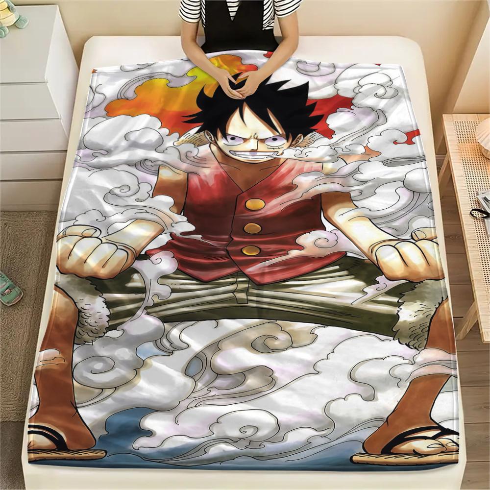 ONE PIECE Monkey D. Luffy Flannel Blanket Stylish Print Ideal For Home Sofa Bed Chair Picnic Travel -HE42