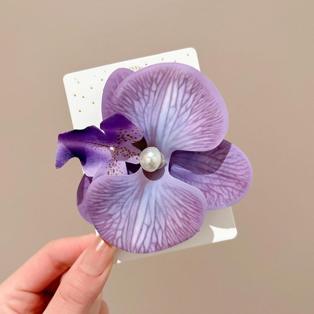 Phalaenopsis Flower Hair Clip For Girls Duckbill Clip Cute Sweet Butterfly Orchid Pearl Hairpin Bangs Side Clip Hair Accessories