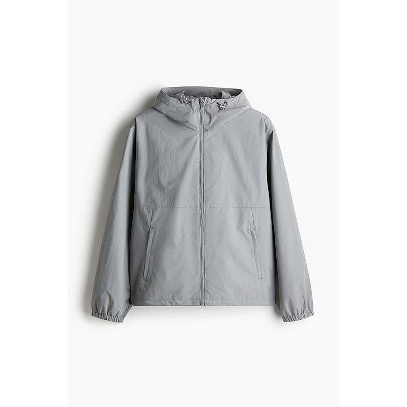 

HM Men s Clothing Jacket 2025 Autumn New Arrival Fashion Casual Polo Collar Hooded Zipper Windproof Outwear 1257562 Gray 170/92