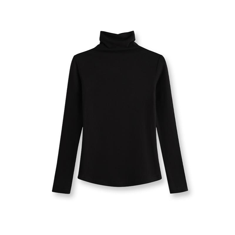 Women's Gray Winter High-Neck Base Layer Shirt - Thick, Warm, Stylish Plus Velvet Inner Wear