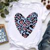 2025 Leopard Love Print T-Shirt Women Summer Fashion Tshirt Femme Harajuku Kawaii Clothes White Casual T Shirt Female