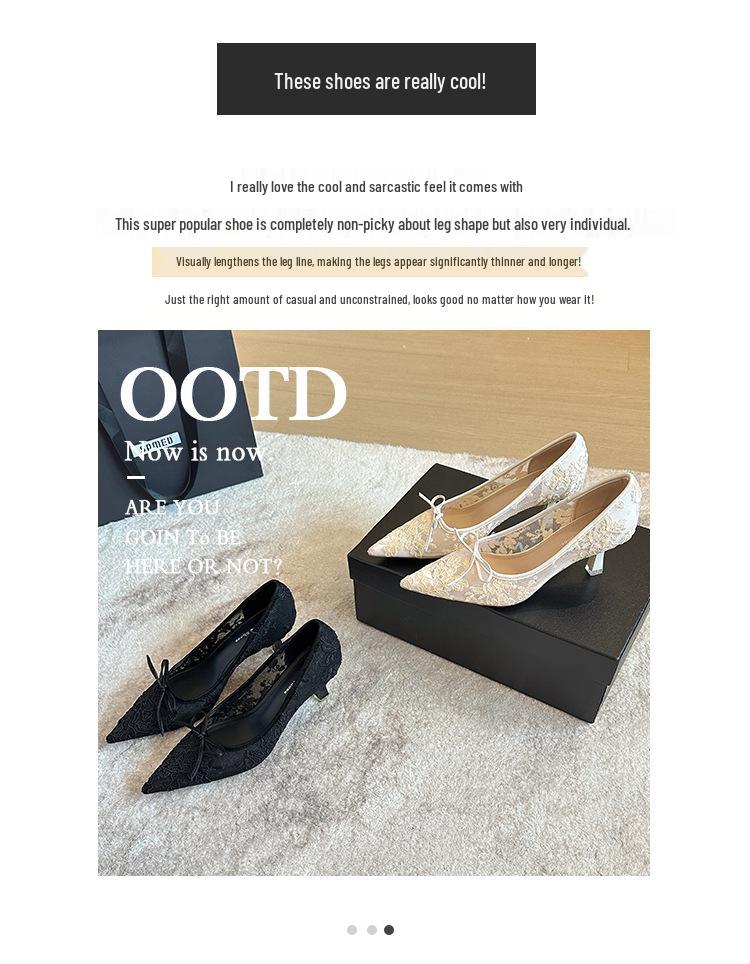 French Lace Pointed Toe Stilettos with Bow, Spring Bridal Collection