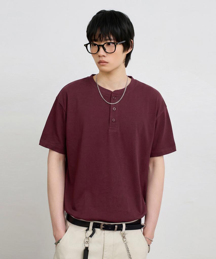 Dimiteulibeullaeg [10Th Anniversary Special] © Everyone'S Hydrogen-Sewing Short Sleeve T-Shirt (Coolmax® Fabric)_Henley Neck 5 Colors