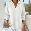 Women's Casual Knit Sweater with Lapel Collar Long Sleeve Color