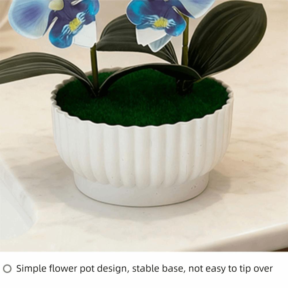 Mehrblütige Simulierte Schmetterlingsorchidee DIY Kunstblumen Künstliche Orchidee Bonsai Weißer Blumentopf Plastik Falsche Blume Heimdekoration