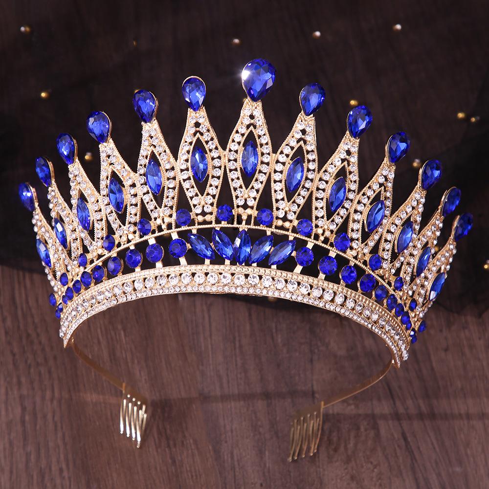 DIEZI Vintage Baroque Bridal AB Crystal Tiara Crown For Women Girls Wedding Party Queen Rhinestone Crown Hair Dress Accessories