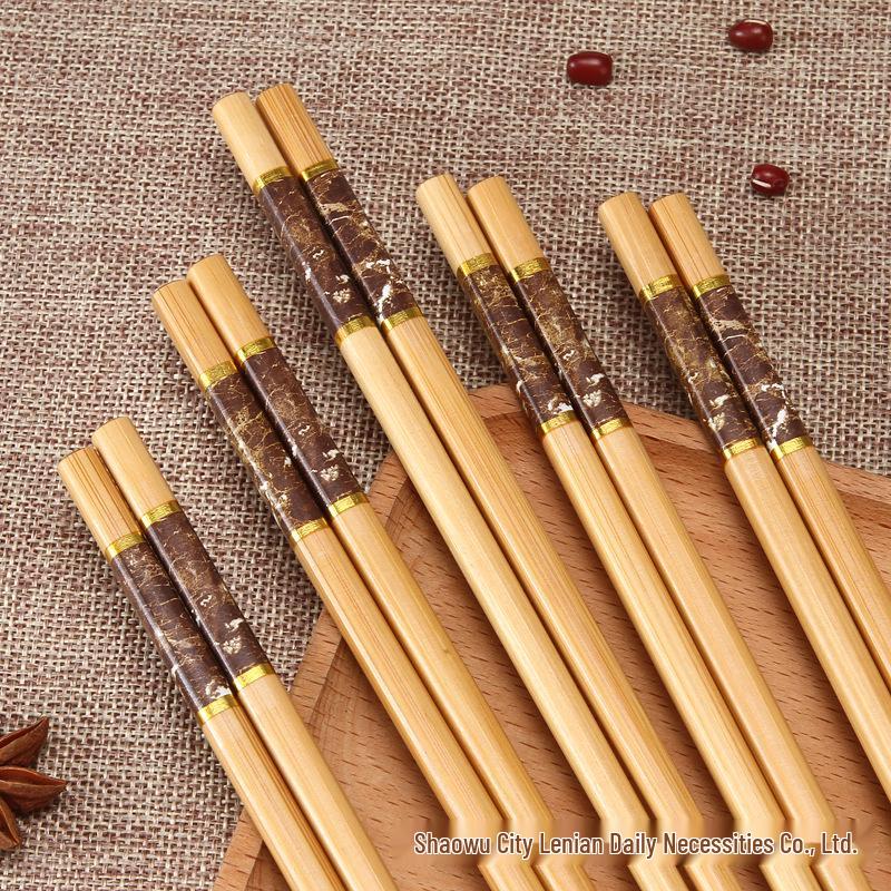 All-Platform Marble Print Mold-Proof Anti-Slip Five-Color Natural Nanmu Bamboo Chopsticks