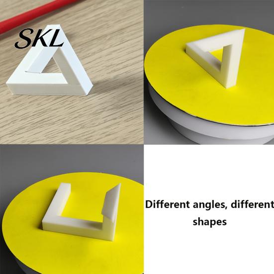 Abstract Triangle Art Sculpture, 3D Printed Optical Illusion Figurine, Minimalist Geometric Desktop Decoration for Living Room, Office, Shelf, Coffee