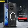 Freeson Phone Case for OnePlus Ace2 Pro, Full Camera Protection, Shockproof, Anti-Collision Corners, Transparent, Metal Magnetic Cooling Fans, Black