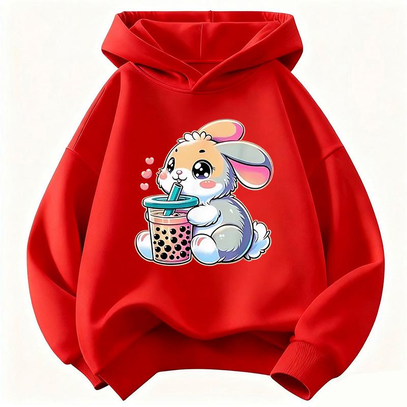 2026 Cute Rabbit Graphic Hoodie Kids Children's Sweatshirt Hoody for Boys Girls Casual Hoodies Clothes