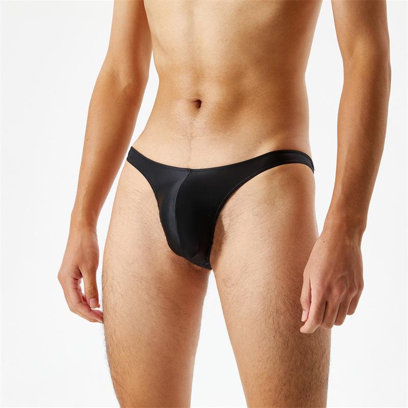 Satin Swimwear Mens Swimsuit Glossy Silk Bulge Pouch String Thongs Mini Bikini Bottom Underwear Low Waist Swimwear Bath Panties