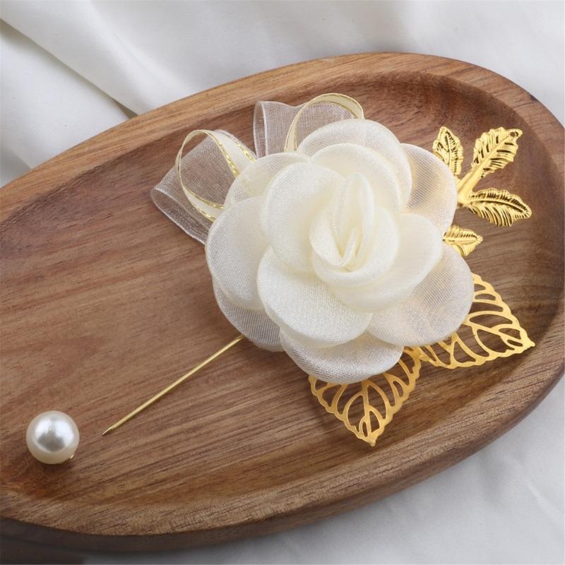 Wedding Boutonniere and Wrist Flower Set Wrist Jewelry For Wedding Ceremony Celebration Bride Groom Dressingup Props