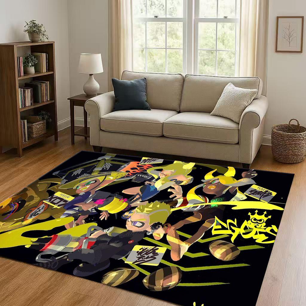 3D Splatoon Game Cartoon Living Room Non Slip Area Rug Soft Carpet for Bedroom Playroom Sofa,Easy Clean Home Decor Doormat