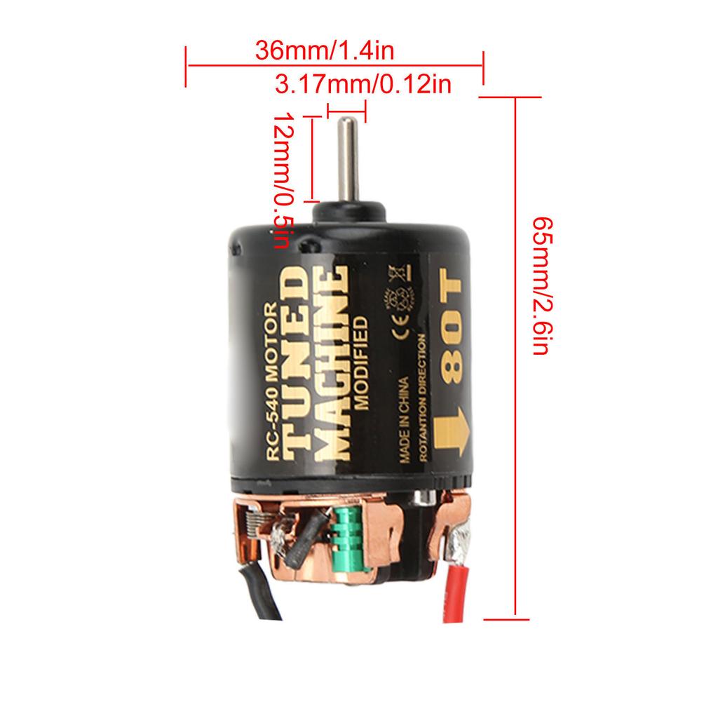 RC 540 Motor 80T Brushed Motor for AXIAL SCX10 90046 1/10 RC Car Upgrade Parts Accessories