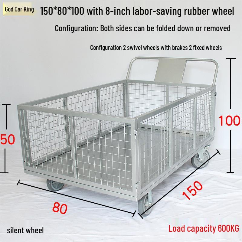 Silent Cage Trolley with Fence for Warehouse and Supermarket Logistics