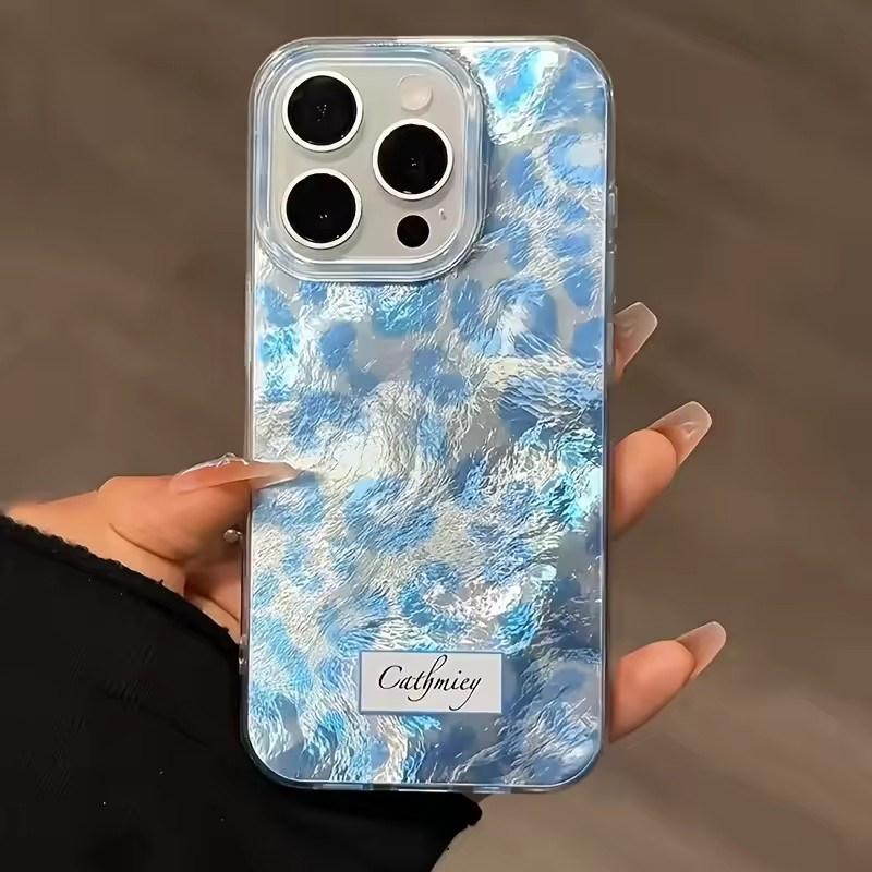 Capa de Celular Macia Estampa de Leopardo Azul Moda Simples Para iPhone 17 Capas Air iPhone 16 15 14 13 12 Mini 11 Pro Max Plus X XR 7/8 SE Capa