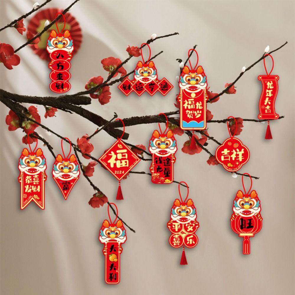 16Pcs Red Potted Plants Bonsai Pendants  Spring Festival