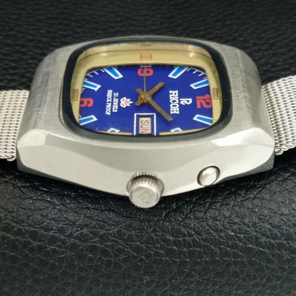 VINTAGE RICOH R31 AUTOMATIC JAPAN MENS BLUE COLOR DIAL WATCH a707954-1