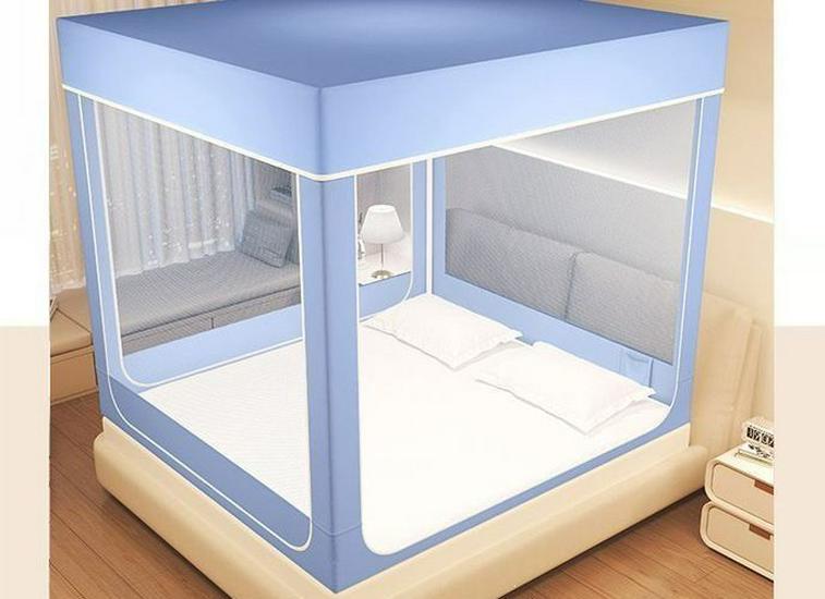 Anti-Fall Mosquito Net and Dustproof Blackout Bed Canopy for Children, Sit-On Style for Single/Double Beds