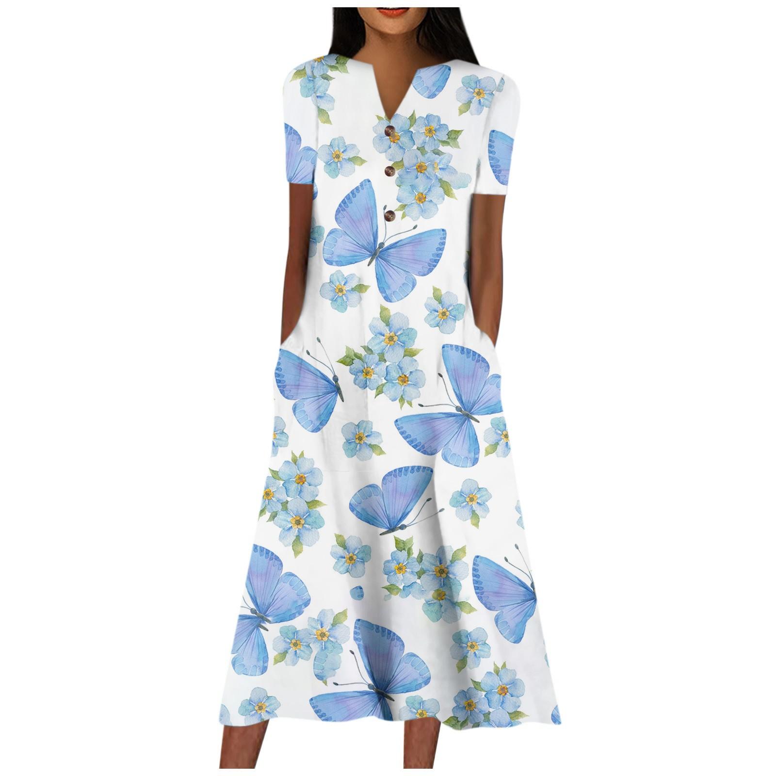 

Жіноча сукня з V-подібним вирізом і короткими рукавами. Повсякденна сукня з принтом у горошок і кишенями L зелений