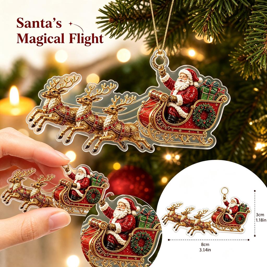 2D Acrylic Flat Hanging Ornament for Christmas Tree, Home Decor and Holiday Party