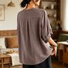Women's Embroidered Blouse, V-Neck Button Front Short Sleeve Shirt, Casual Summer Top