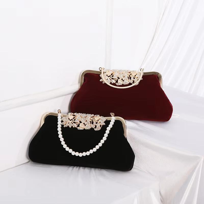 Modische Damen-Handtasche Diamant-Design Zarte Abendtaschen Dinner Jubiläum Hochzeitsfeier Clutch-Taschen mit langer Kette