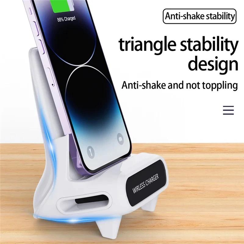 Bezdrátová nabíjecí podložka Stojan Stolní držák na mobilní telefon 15W Rychlonabíjecí stanice Dok Držák pro iPhone Samsung Xiaomi LG