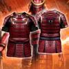 Pánské japonské samurajské brnění 3D potisk Tričko, Plně grafické krátký rukáv kulatý výstřih Halloween Cosplay Starověký válečník Role‑Play Párty Tričko