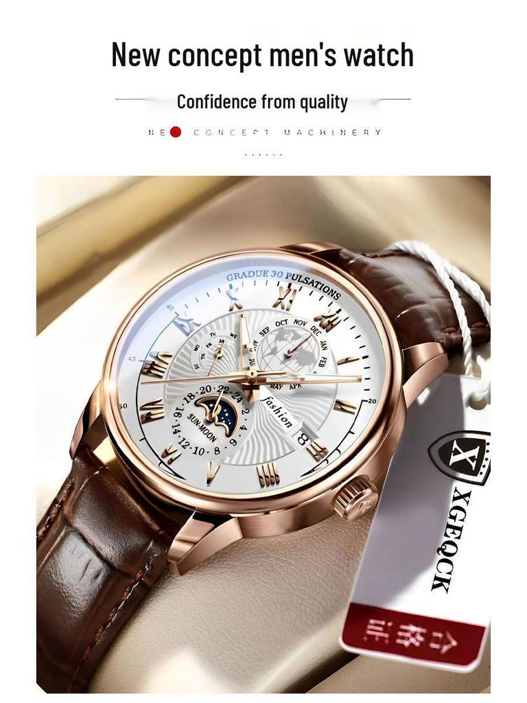 Orologio da Polso al Quarzo da Uomo Elegante: Design Moderno con Calendario, Funzioni Luminose e Precisione Meccanica per una Sofisticatezza Giovanile