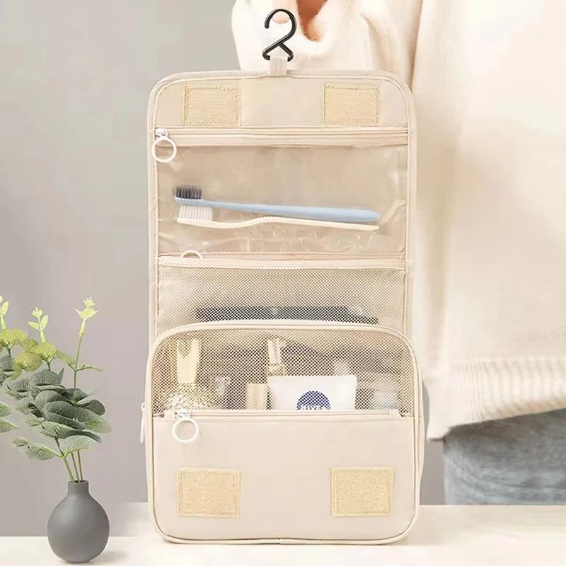 Portable Toiletry Washbag Have Hanging Hook Waterproof Women Bathroom Cosmetic Storage Bag Large Capacity Travel Men Makeup Case