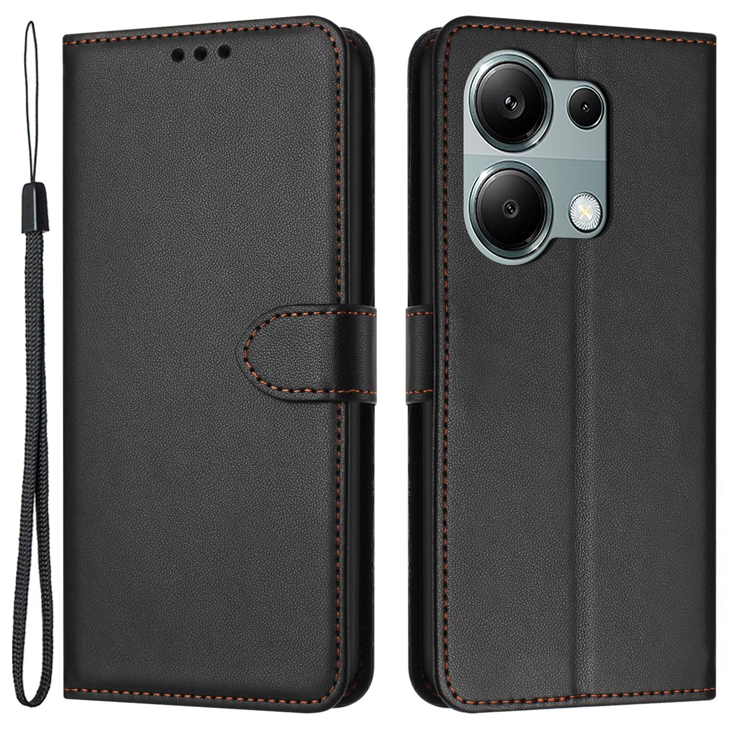 

Для Xiaomi Redmi Note 13 Pro 4G/Poco M6 Pro 4G Чехол Кожаная Подставка Кошелек Чехол для Телефона Black