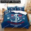 Anchor Duvet Cover Set,Nautical Classic Colors And Anchors Simplistic Design Sailor Ship Polyester Fashion Bedding Set