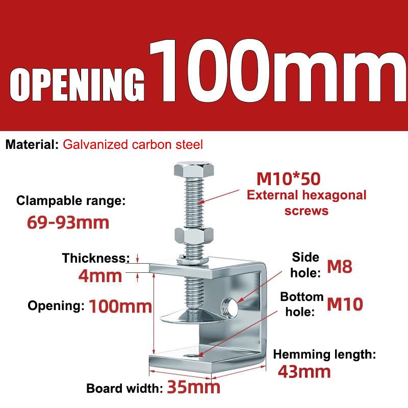 Carbon Steel C-Clamp Steel Pipe Square Clamp Corrosion-Resistant Rust-Proof Adjustable Fixed Holder Clip Hardware Fasteners