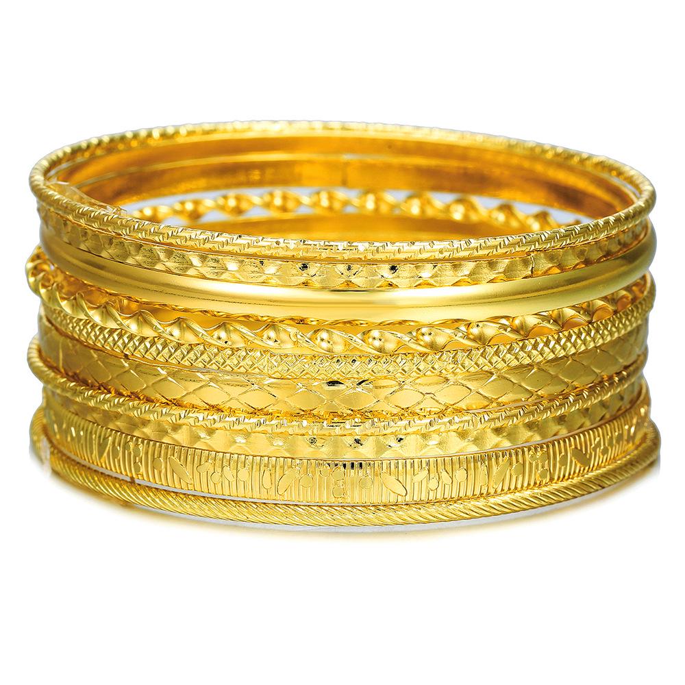 Conjunto de Pulseiras Étnicas Boêmias Banhadas a Ouro - Joias de Estilo Ocidental Antigo