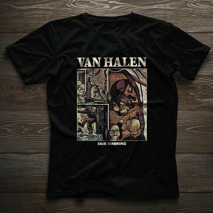 Van Halen  Fair Warning  Album T-shirt, Heavy Black Cotton T-shirt, Size S-5XL Unisex T-Shirt XXL