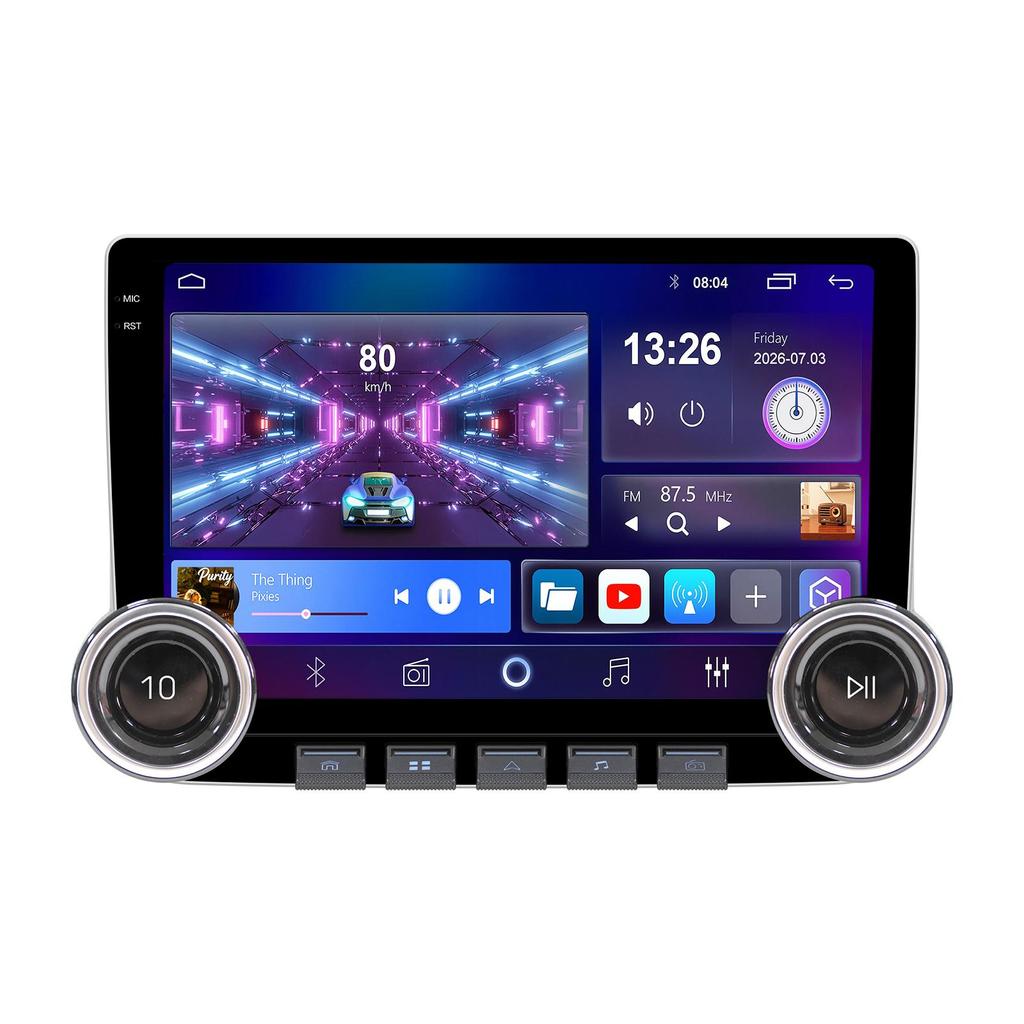 Universal car audio system, Android 15, supports CarPlay and Android Auto, 10.1-inch display, equipped with an AHD backup camera