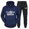 King & Queen Couple Hoodie and Sweatpants Set - Unisex Casual Sportswear