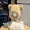 New cute bear ear plush hat for women, winter face-slimming plush warm hat, Lei Feng hat