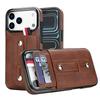 For iPhone 17 Pro Case PU Leather+TPU Hidden Card Holder Drop-proof Phone Cover with Kickstand