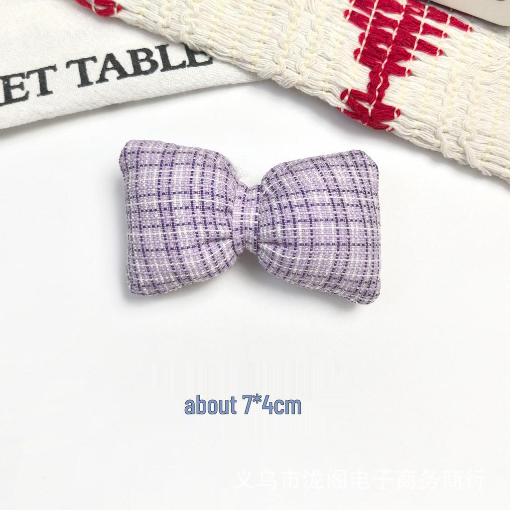 New Cotton-Filled Plaid Bow Knot Hair Clip & Scarf Decoration - Korean Style DIY Jewelry