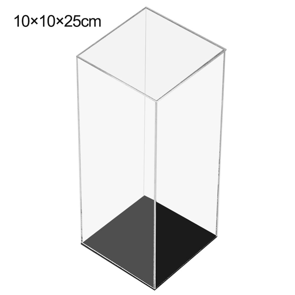 Clear Acrylic Display Case Black Base Dustproof Protection Model Toy Show Box Cabinet Figures Collectibles Storage Holder