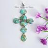 Natural Turquoise Cross Pendant , Kingman Turquoise Pendant, Birthday Pendant, Multi Stone Pendant, 925 Sterling Silver Handmade Pendant
