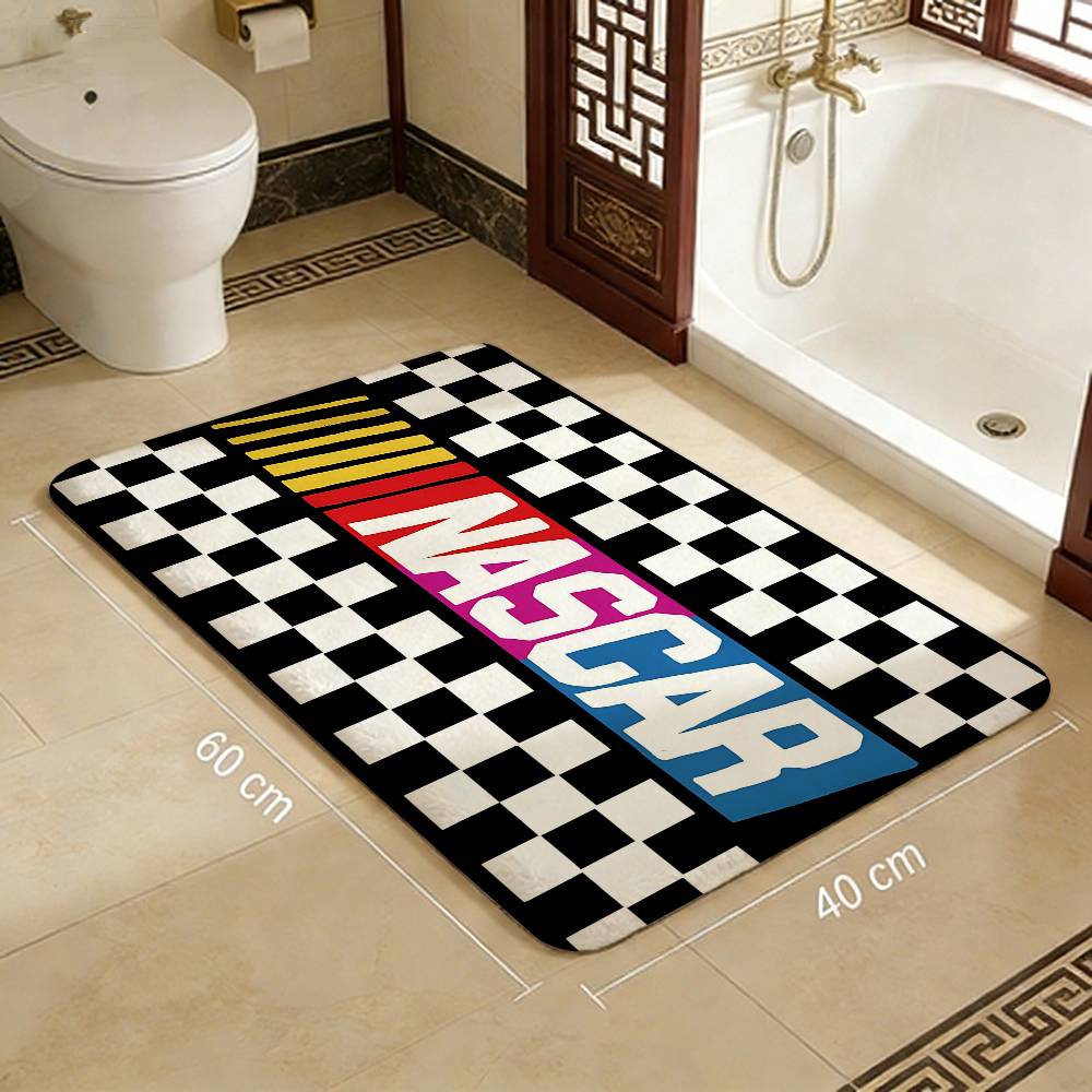 N-NASCARS Racing Car Bathroom Mat INS Style Soft Bedroom Floor House Laundry Room Mat Anti-skid Welcome Doormat