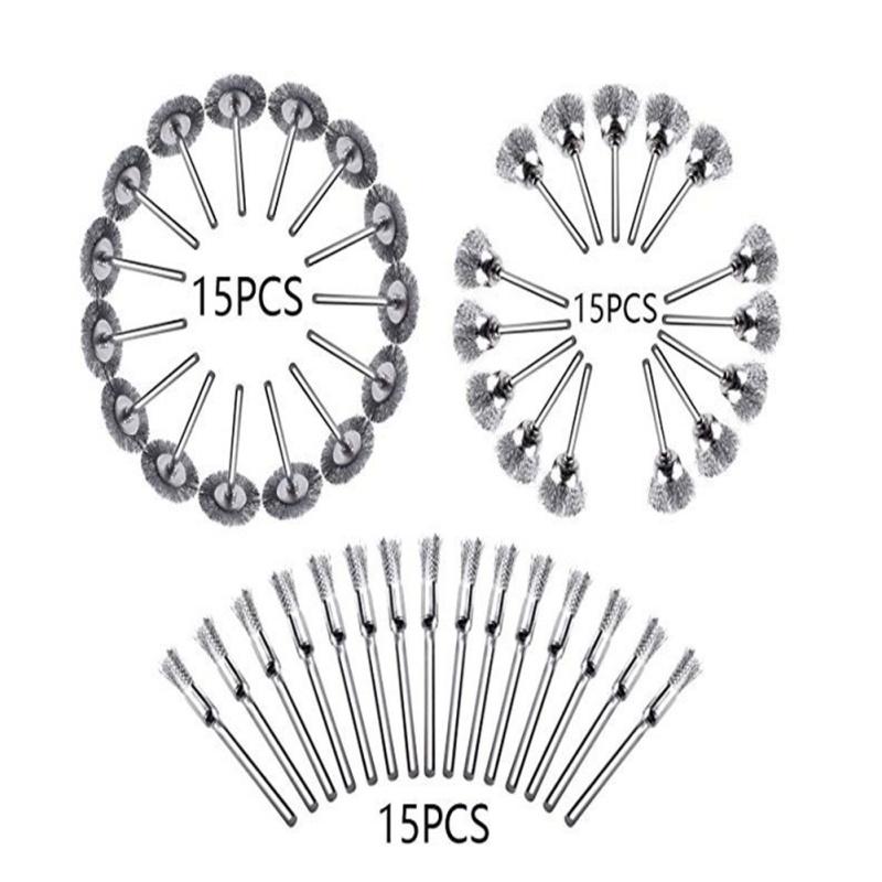 45 Pcs/set Stainless Steel Wire Brushes Practical Polishing Accessories Compatible For Dremel